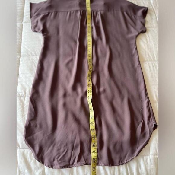 Short Sleeve Tunic with Johnny Collar Gray Purple XXS - Picture 9 of 11